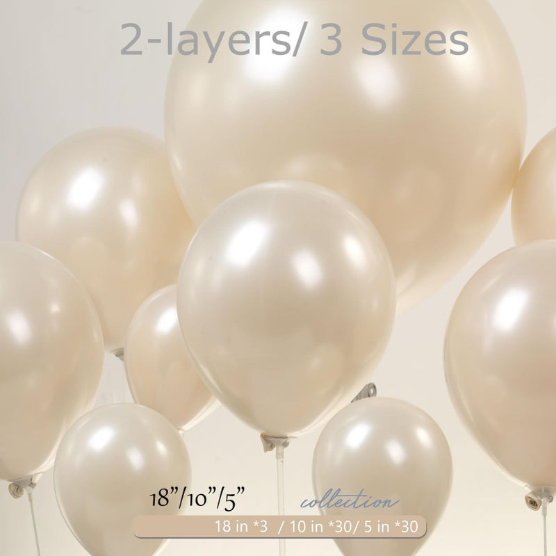 Kozee Pearl White Double-Stuffed Balloons different sizes 63pcs18/10/5 inch 2layer pearl white sand balloon Garland kit For bridge to be Wedding women Birthday baby shower anniversary decorations - Image 5