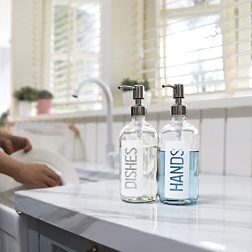 JASAI 2Pack 18OZ Glass Soap Dispenser with Rustproof 304 Stainless Steel Pump, Kitchen Soap Dispenser for Hands & Dishes (White) - Image 5