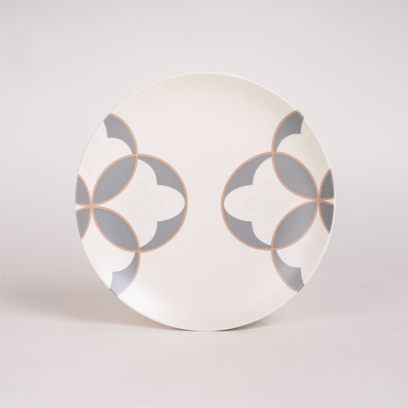 لا ميسا طقم عشاء بورسلان من لا ميسا باللون الأبيض والرمادي 18 قطعة - Image 2