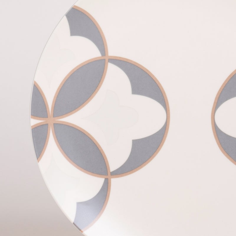 لا ميسا طقم عشاء بورسلان من لا ميسا باللون الأبيض والرمادي 18 قطعة - Image 3