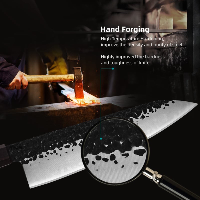 FINDKING Dynasty Series 4PCS Kitchen Knife Set, Professional Japanese Chef Knife Set, 9Cr18MoV High Carbon Steel Blade, African Rosewood Octagonal Handle, for Meat, Fruits, Vegetables - Image 3