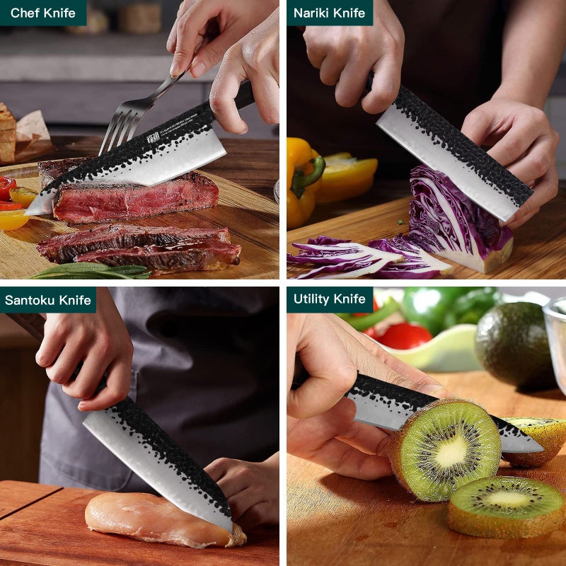 FINDKING Dynasty Series 4PCS Kitchen Knife Set, Professional Japanese Chef Knife Set, 9Cr18MoV High Carbon Steel Blade, African Rosewood Octagonal Handle, for Meat, Fruits, Vegetables - Image 5