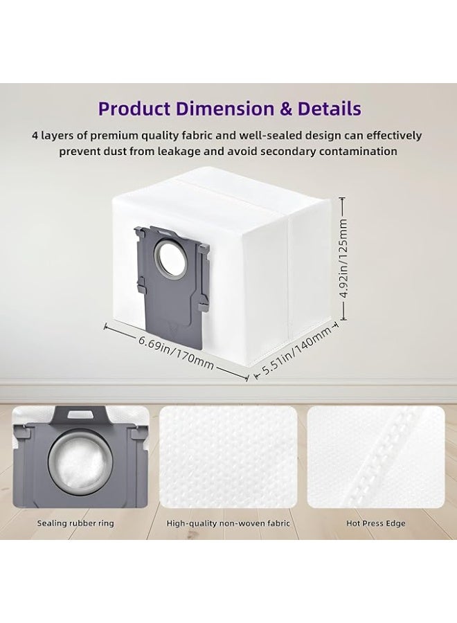 OUYoo 12 حزمة أكياس غبار لروبوروك Q5 Pro+/Q8 Max+/S7 Max Ultra/Q7 Max+/Q7 TF+/Q10 VF+/S8+/S8 Pro Ultra/Q5 Max+/S7 MaxV Ultra، إكسسوارات مكنسة كهربائية، أكياس غبار بديلة سعة كبيرة. - Image 3