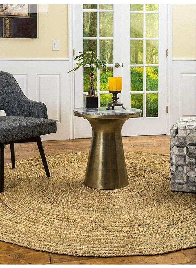 LINGWEI Jute Rug Carpet Simple Design area Rug Carpet Beige 120x120cm - Image 2