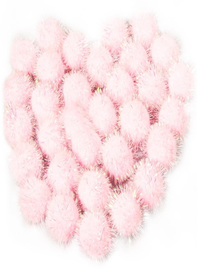 VAPKER 30 Pcs Cat Ball Toys Sparkle Balls Extra Large 2 Inch Cat's Favorite Chase Glitter Ball Glitter Tinsel Pom Poms Balls Light Pink Color - Image 1
