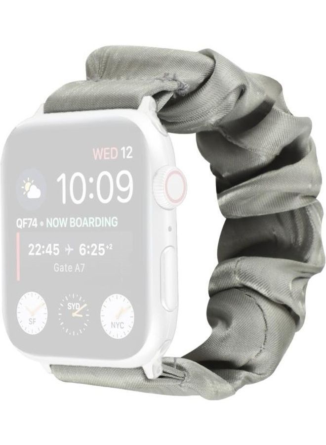 NIBEMINENT Shell Pattern Hair Ring Cloth Watch Strap For Apple Series 7/6/5/4/3/2/1/SE 45/44/42mm Grey - Image 1
