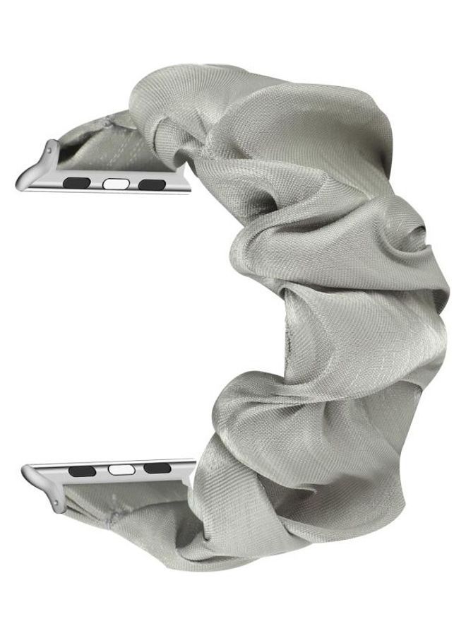 NIBEMINENT Shell Pattern Hair Ring Cloth Watch Strap For Apple Series 7/6/5/4/3/2/1/SE 45/44/42mm Grey - Image 2