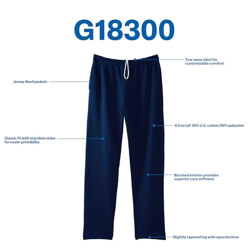 Gildan Adult Fleece Open Bottom Sweatpants with Pockets, Style G18300, Dark Heather, 2X-Large - Image 4