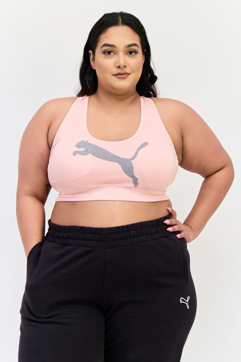 PUMA Women Plus Size Brand Logo Padded Training Sports Bra, Pink - Image 1