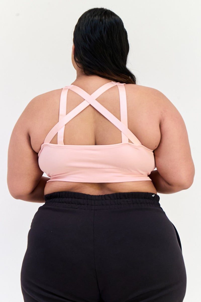PUMA Women Plus Size Brand Logo Padded Training Sports Bra, Pink - Image 4