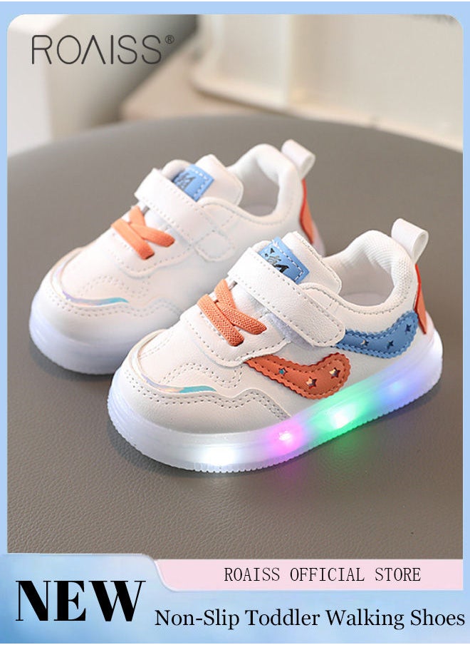 roaiss - Boys and Girls Fashionable Sports Shoes Lighting Toddler Walking Shoes Little White Sneakers Non-slip Soft Sole Baby Shoes Wearing Children's Shoes in Multiple Occasion - Image 1