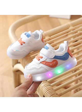 Boys and Girls Fashionable Sports Shoes Lighting Toddler Walking Shoes Little White Sneakers Non-slip Soft Sole Baby Shoes Wearing Children's Shoes in Multiple Occasion Velcro Design - view 5