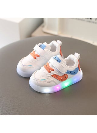 Boys and Girls Fashionable Sports Shoes Lighting Toddler Walking Shoes Little White Sneakers Non-slip Soft Sole Baby Shoes Wearing Children's Shoes in Multiple Occasion Velcro Design - view 4