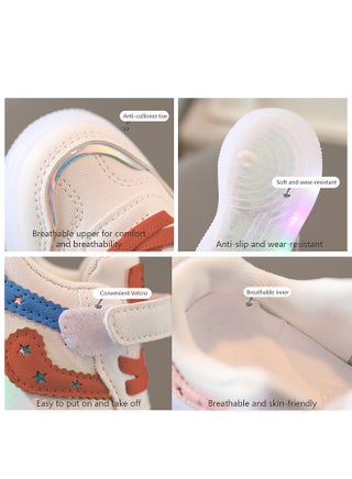 Boys and Girls Fashionable Sports Shoes Lighting Toddler Walking Shoes Little White Sneakers Non-slip Soft Sole Baby Shoes Wearing Children's Shoes in Multiple Occasion Velcro Design - view 3