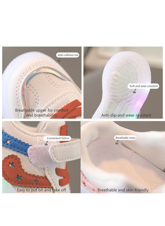 roaiss - Boys and Girls Fashionable Sports Shoes Lighting Toddler Walking Shoes Little White Sneakers Non-slip Soft Sole Baby Shoes Wearing Children's Shoes in Multiple Occasion - Image 1