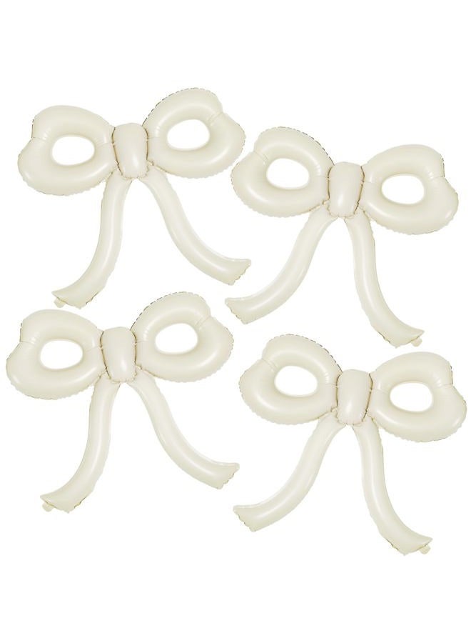 YTHETM 4 Pcs Bow Birthday Decorations Cream Bow Balloons for Girl Women Bow Themed Party Decorations Giant Foil Beige Balloons for Birthday Baby Shower Gender Reveal Wedding Decor Party Supplies - Image 1