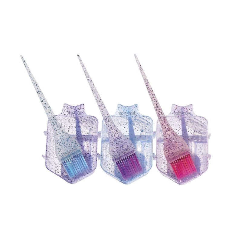 Colortrak Colortrak 3 Pack Mini Glitter Trio Brush & Bowl Set, Small Brushes with Colorful Feather Bristles, Stackable Color Bowls with Non-Slip Rubber Rings, Easy Handling, Set of 3 Brushes and 3 Bowls  - Image 2