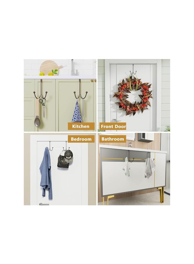 The Bros 2Packs Over The Door Double Hanger Hooks, Coats Hook, Metal Twin Hook Organizer Storage Rack for Hanging Coats, Towel, Bags and Hats(Black). - Image 5