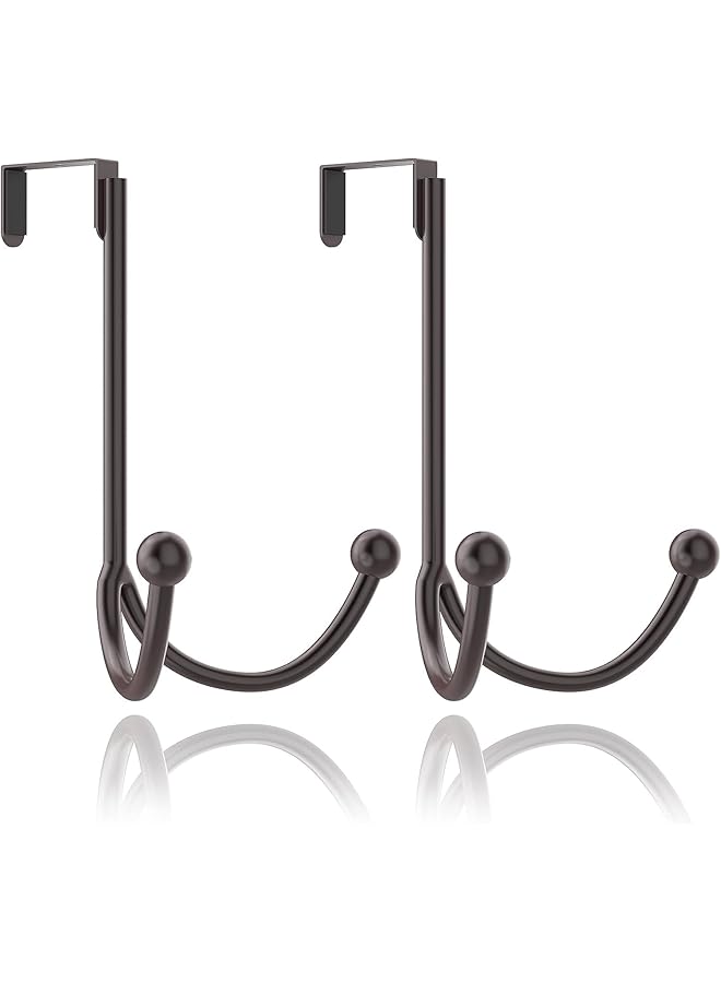 The Bros 2Packs Over The Door Double Hanger Hooks, Coats Hook, Metal Twin Hook Organizer Storage Rack for Hanging Coats, Towel, Bags and Hats(Black). - Image 1