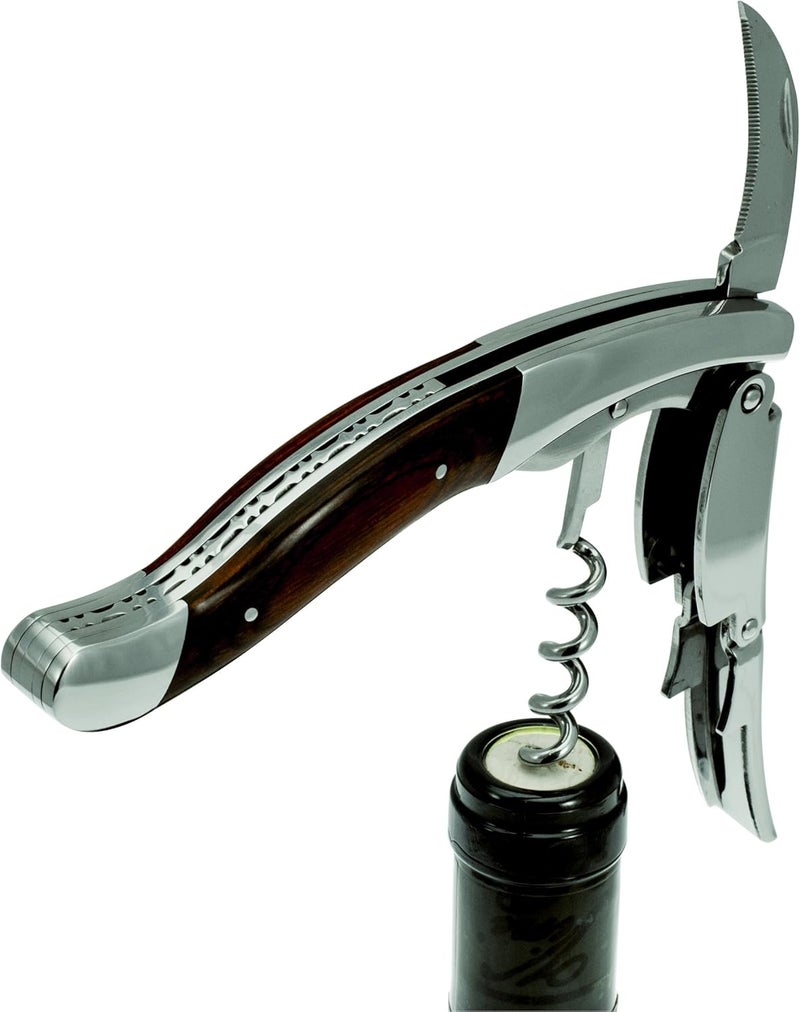 Legnoart Ghemme Wenghe' Grand Crue Sommelier Corkscrew in Luxury Box - Stainless Steel and Brown Wood Handle