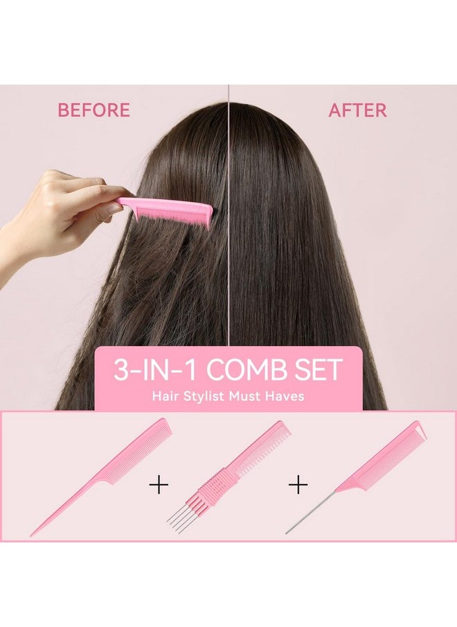 TsMADDTs TsMADDTs Comb Set, 3PCS Hair Combs, Fine Tooth Rat Tail Parting Combs and Lift Teasing Comb for Women and Men Hair Pick& Styling  - Image 5