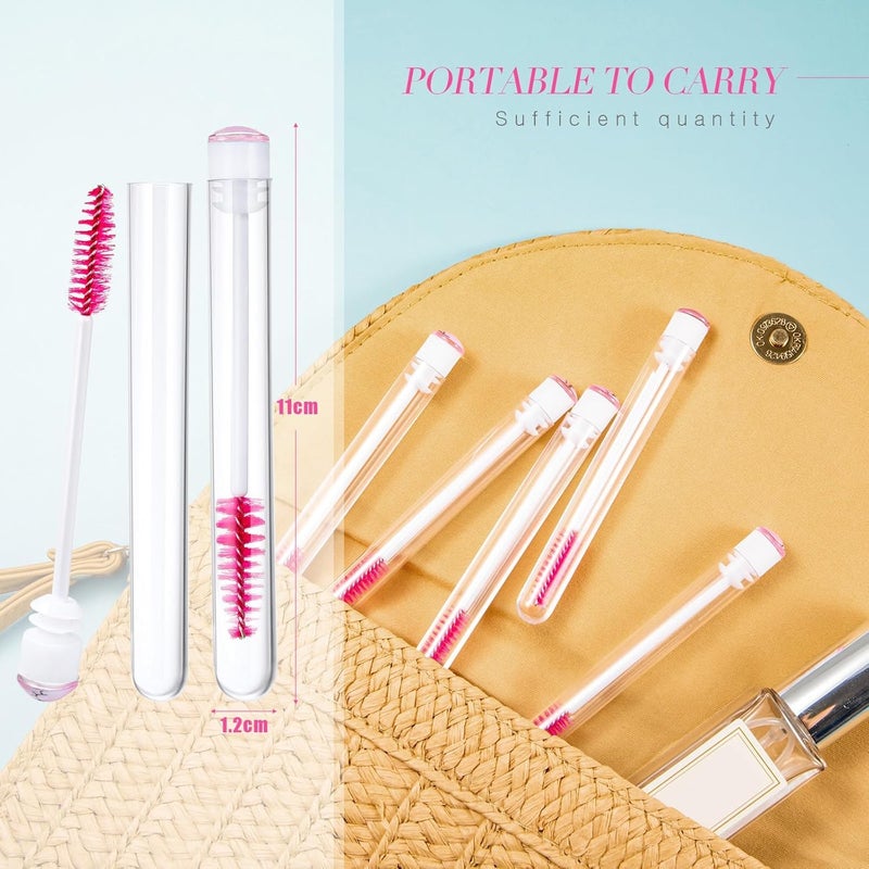 Patelai 80 Pieces Disposable Mascara Brushes Tubes Set, 40 Pieces Empty Mascara Wand Tube with 40 Pieces Eyelash Brush Makeup Tool for Eyelash Extension(Pink Eyelash Style) - Image 2