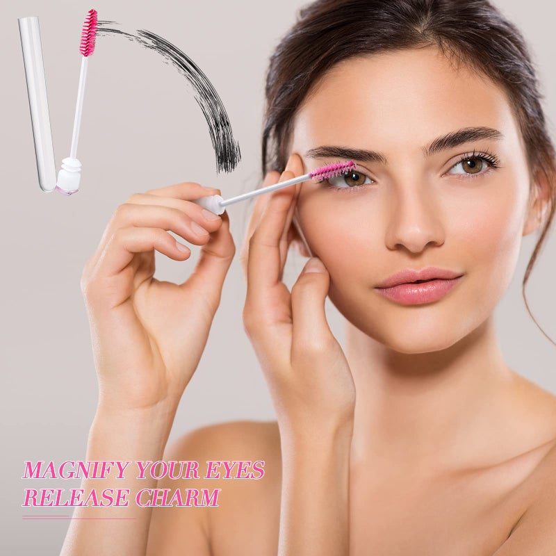 Patelai 80 Pieces Disposable Mascara Brushes Tubes Set, 40 Pieces Empty Mascara Wand Tube with 40 Pieces Eyelash Brush Makeup Tool for Eyelash Extension(Pink Eyelash Style) - Image 5