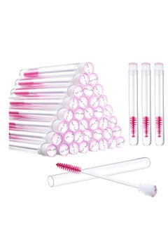 Patelai 80 Pieces Disposable Mascara Brushes Tubes Set, 40 Pieces Empty Mascara Wand Tube with 40 Pieces Eyelash Brush Makeup Tool Cleaning Brush for Eyelash Extension (Pink Eyelash Style)  - Image 1