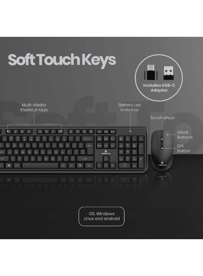 Volkano Opal Series Wireless Keyboard and Mouse Combo 2.4GHz USB Receiver Adjustable DPI - Image 4