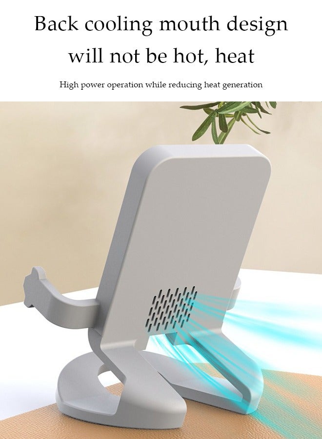 DUNISO Wireless charger, portable charging phone holder, desktop stand up charger, equipped with 15W fast charging, suitable for iPhone, Android, white  - Image 5