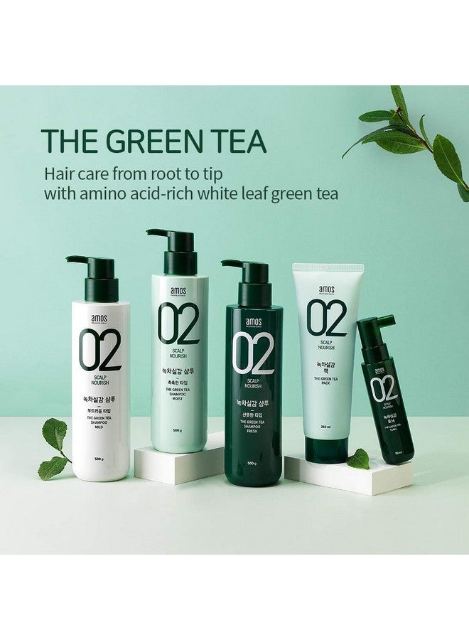 أموس بروفيشنال شامبو الشاي الأخضر من آموس بروفيشنال، 500 غرام - شامبو منعش لفروة الرأس الدهنية، مضاد للتساقط وتساقط الشعر، لنمو الشعر وتنظيف الدهون الزائدة، ماركة كورية لصالونات الشعر - Image 3