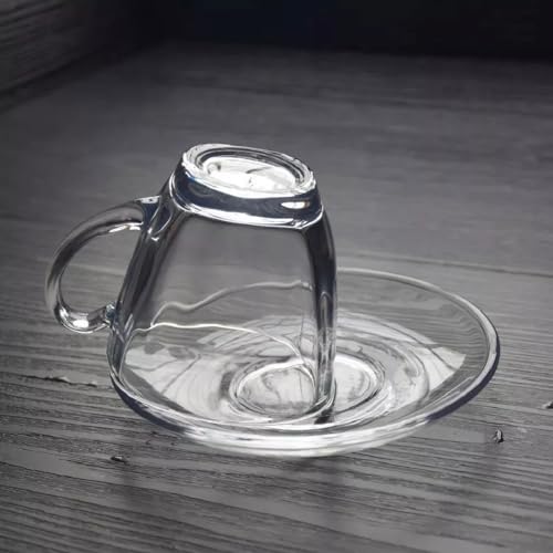 FINSTER Premium Glass Tea Cup and Saucer Set of 6, (6 Cups and 6 Saucers) - 190 ML, Transparent, Square Design Coffee Cups and Saucer Set for Green, Herbal, & Lemon Tea (Ideal for Daily use) - Image 3