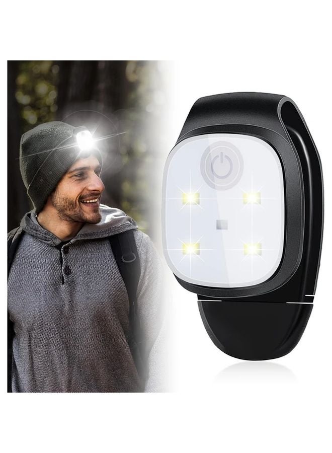 Black Clip On LED Light USB Rechargeable 4 Modes for Outdoor Running Hiking - Image 1