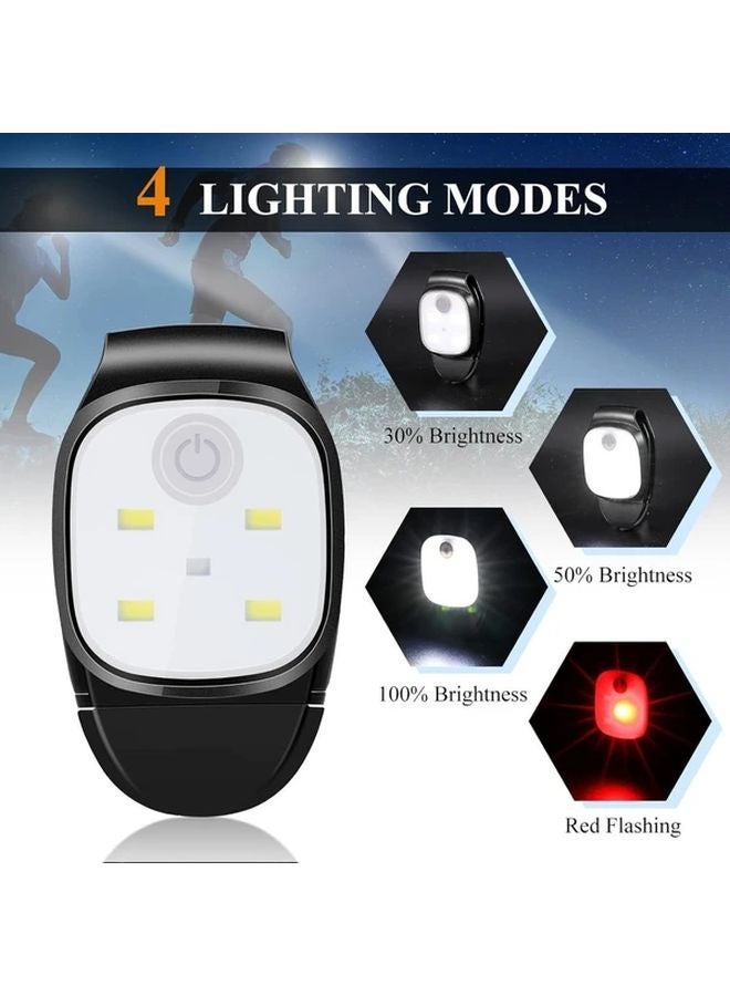 Black Clip On LED Light USB Rechargeable 4 Modes for Outdoor Running Hiking - Image 2