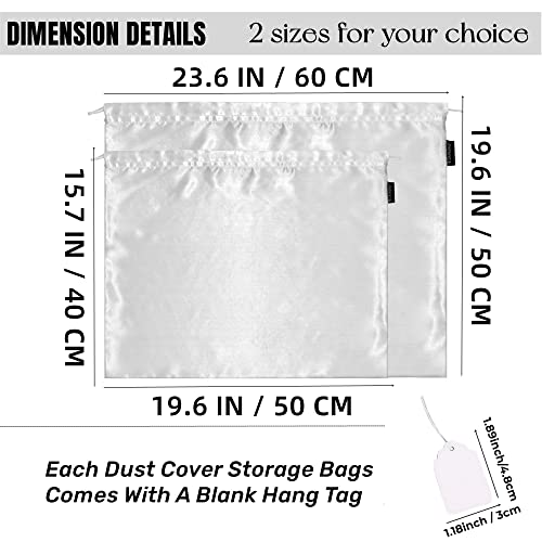 FEICHANGHAO 2 Pack Dust Bags for Handbags Storage Silk Cloth Bag with Drawstring Travel Storage Pouch for Handbag Purse Shoes Boots, 2 PCS White, 19.6 × 15.7 inches, Purse Dust Bag - Image 2