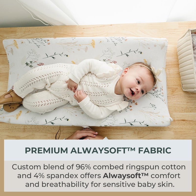 Pobibaby - 2 Pack Premium Changing Pad Cover - Ultra-Soft Jersey Knit, Stylish Floral Pattern, Safe and Snug for Baby (Wildflower) - Image 2