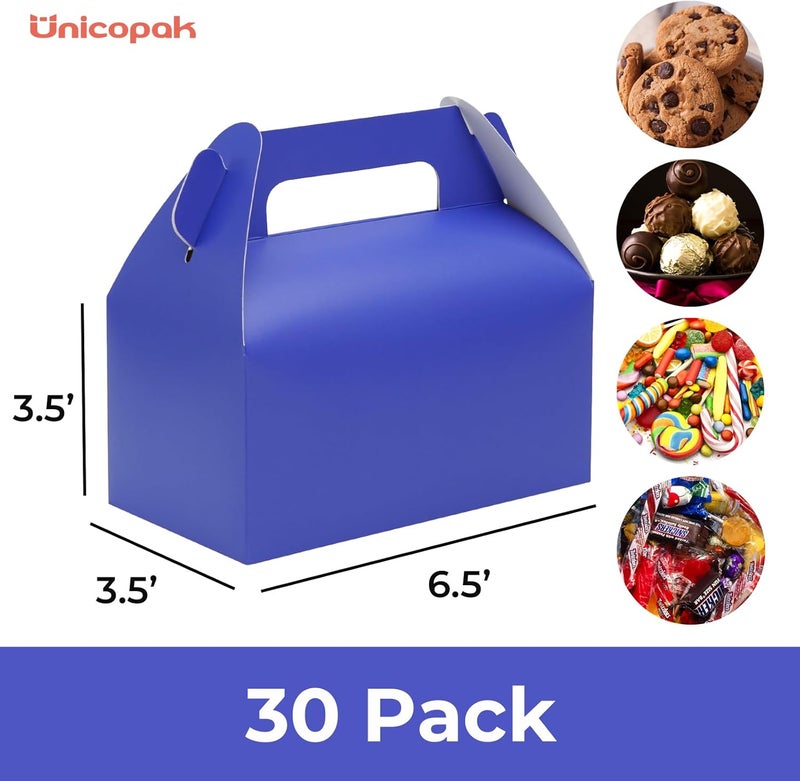 UnicoPak 30 Pack Navy Blue Gable Treat Boxes Party Favor Goodie Bag Boxes for Candy Treats Snacks Cookie Toys for Birthday Party Special Events, 6.5x3.5x3.5 Inches - Image 2