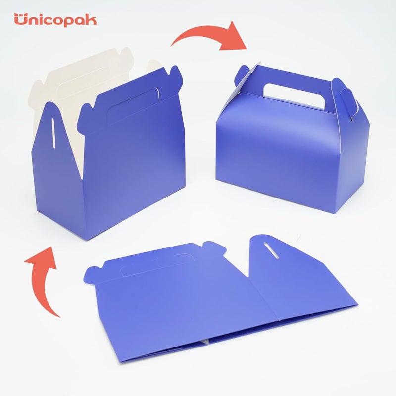 UnicoPak 30 Pack Navy Blue Gable Treat Boxes Party Favor Goodie Bag Boxes for Candy Treats Snacks Cookie Toys for Birthday Party Special Events, 6.5x3.5x3.5 Inches - Image 3