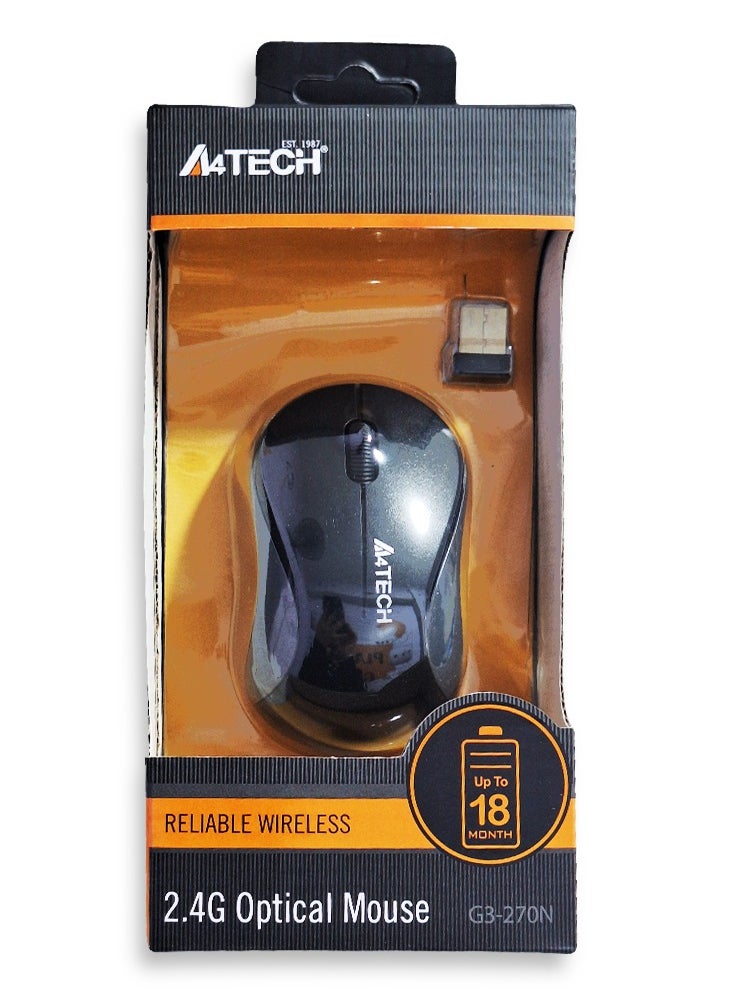إيه 4 تيك ماوس ميني لاسلكي لأجهزة الكمبيوتر المحمولة G3-270، 2.4 جيجا هرتز V-Track Mouse 1000 نقطة في البوصة، مسافة تصل إلى 10-15 متر، تتغير البطارية بهندسة موفرة للطاقة، بصري - رمادي  - Image 5