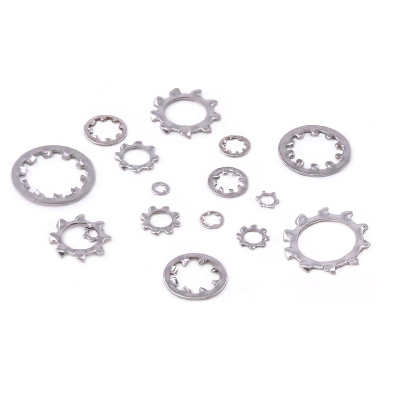 Hilitchi 400-Pcs [8-Size] 304 Stainless Steel External Internal Tooth Star Lock Washers Assortment Kit - Included: M2 M3 M4 M5 M6 M8 M10 M12 - Image 3
