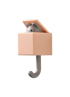 Thoraya Cute Animal Hook Adhesive Coat Hook Wall Mount 3.3lb Bearing Capacity Key Hook for Clothes Scarf Hat Towel Bag Orange Mouse  - Image 1