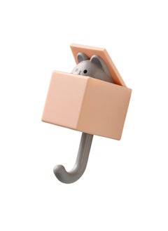 Thoraya Cute Animal Hook Adhesive Coat Hook Wall Mount 3.3lb Bearing Capacity Key Hook for Clothes Scarf Hat Towel Bag Orange Mouse  - Image 2