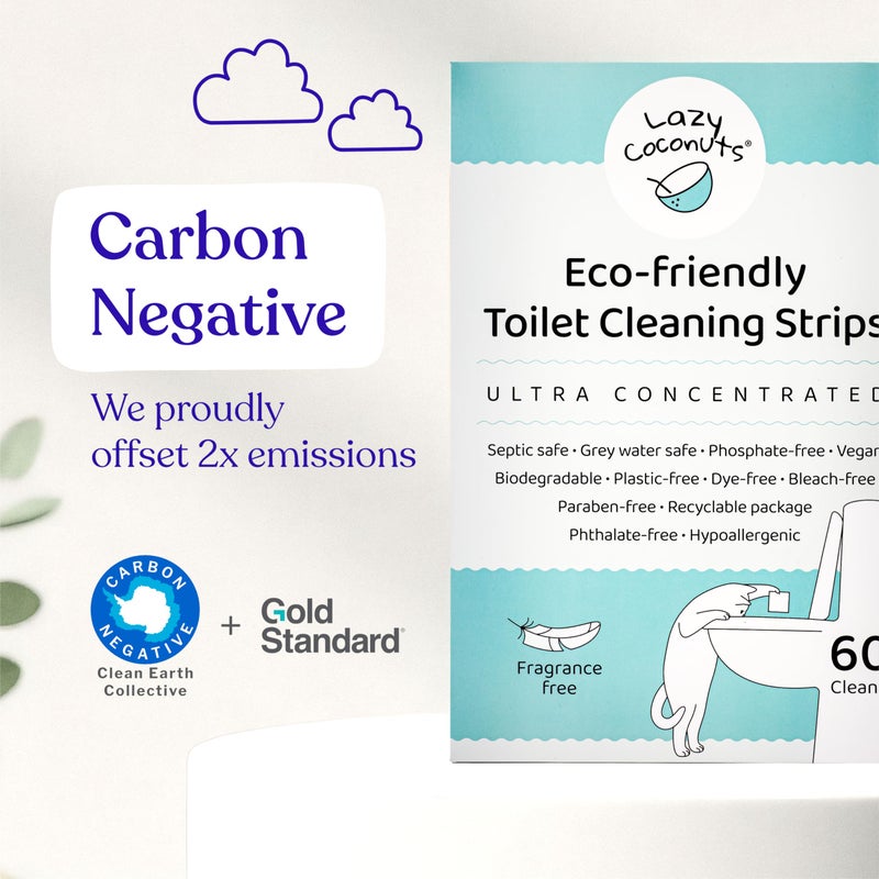 Lazy Coconuts Toilet Bowl Cleaner Strips - 60 Cleans, Plastic-free, Dye-free, With Lemon Essential Oil - Image 4