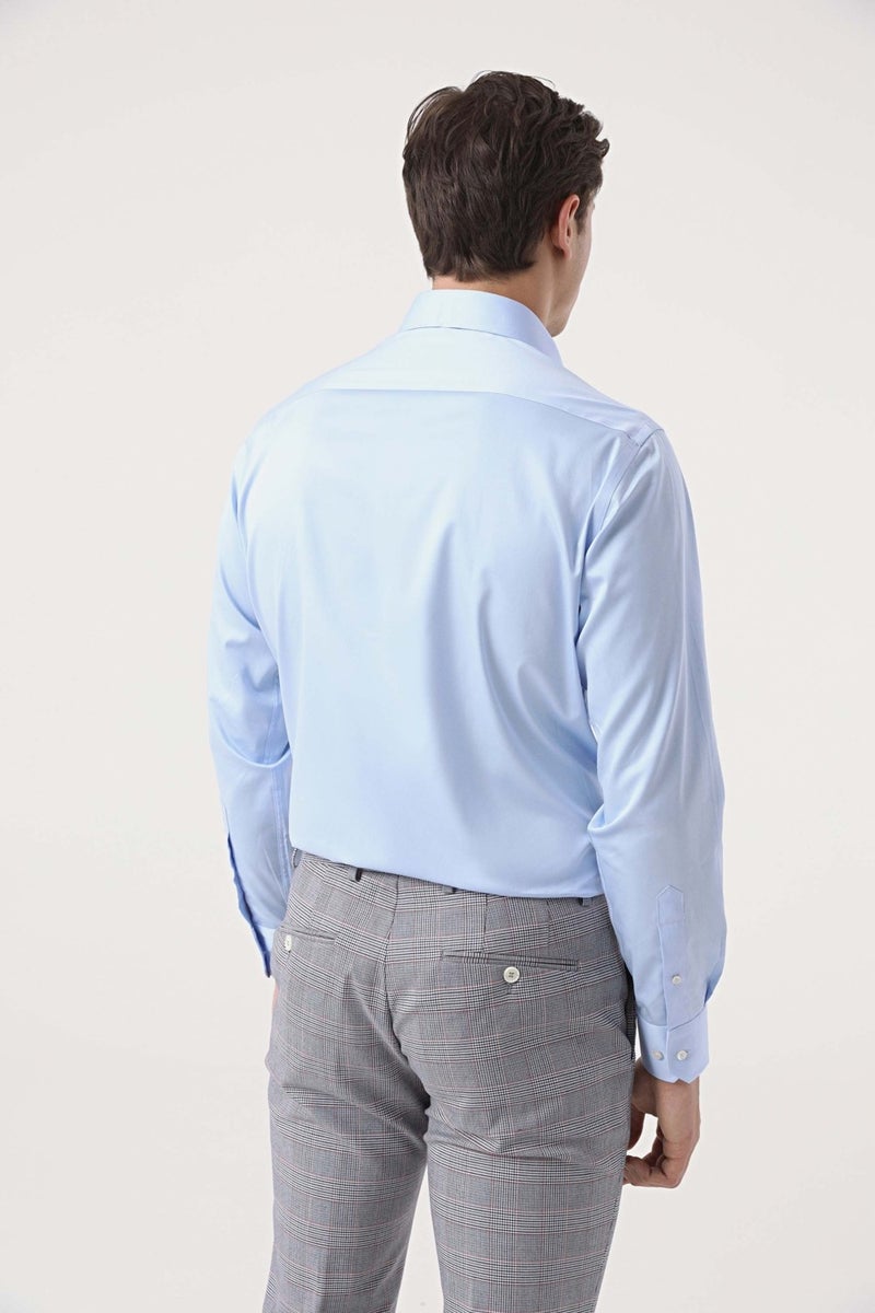 D'S DAMAT D'S Groom Ds Groom Regular Fit Blue Plain Nano Care Shirt - Image 3