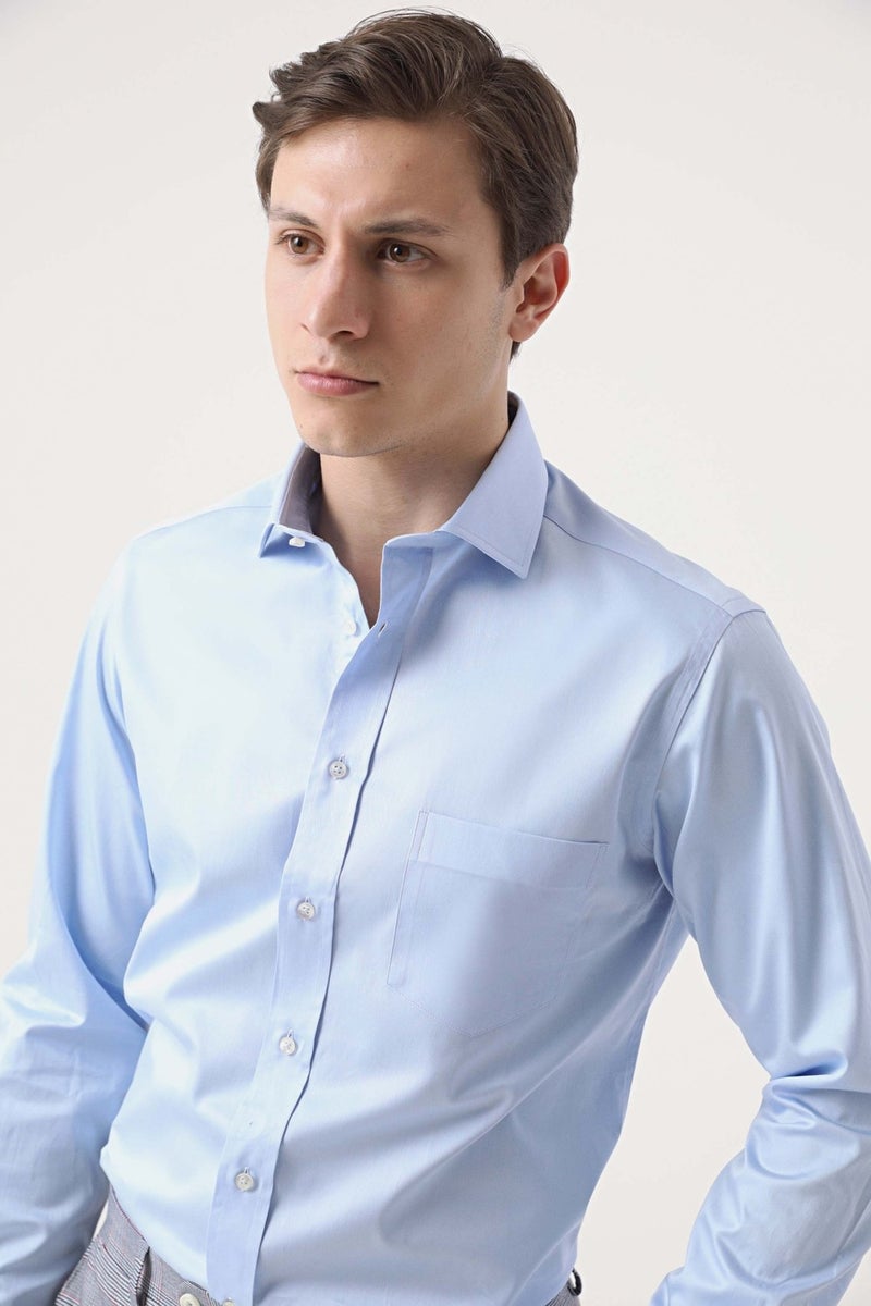 D'S DAMAT D'S Groom Ds Groom Regular Fit Blue Plain Nano Care Shirt - Image 1