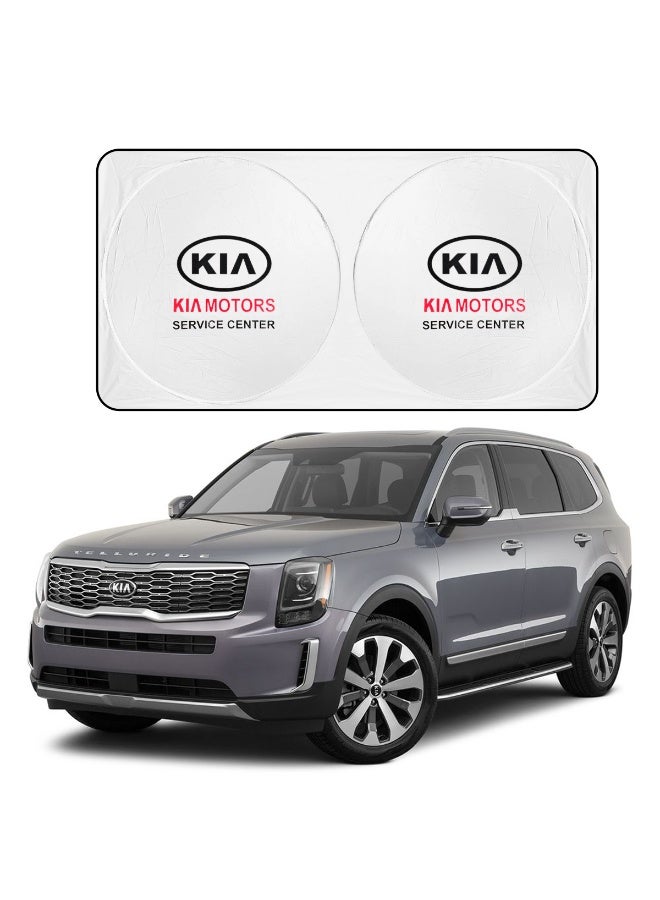KIA Foldable Car Windshield Sun Shade 150 x 75 cm, Reflective UV Block Sunshade Heat Reduction Interior Protector with Easy Install & Storage for Cars, SUVs & Trucks - Image 1