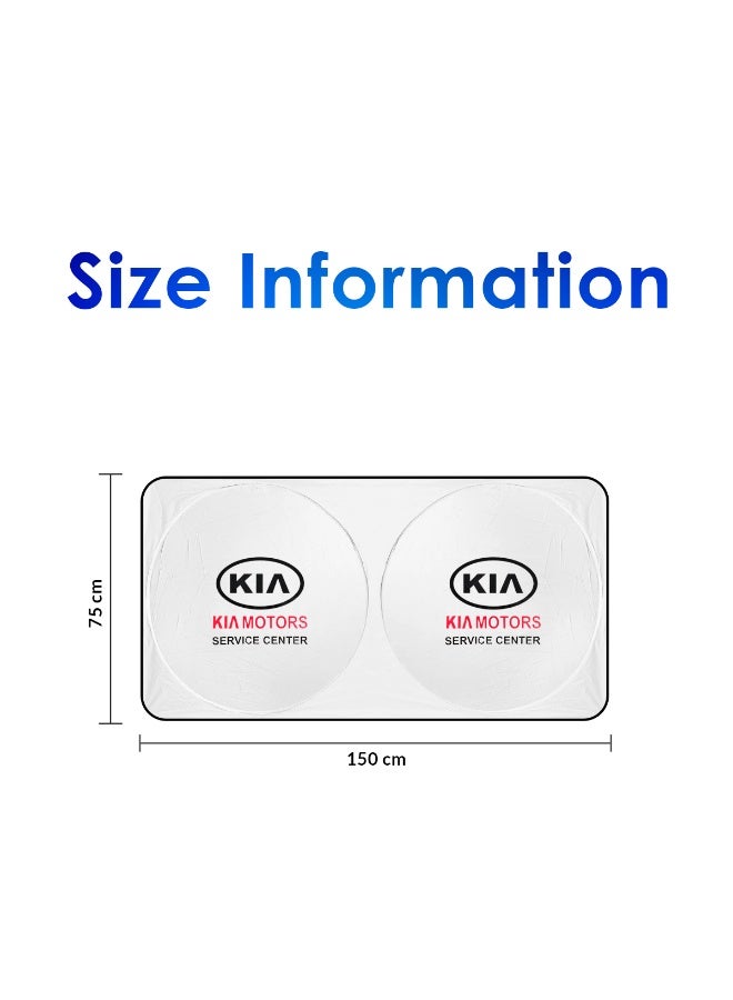 KIA Foldable Car Windshield Sun Shade 150 x 75 cm, Reflective UV Block Sunshade Heat Reduction Interior Protector with Easy Install & Storage for Cars, SUVs & Trucks - Image 2