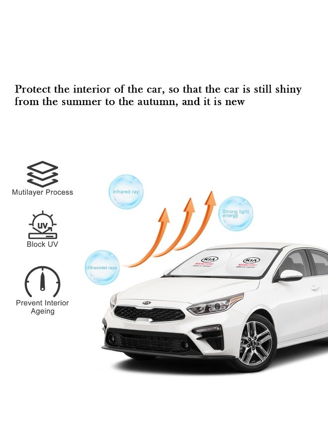 KIA Foldable Car Windshield Sun Shade 150 x 75 cm, Reflective UV Block Sunshade Heat Reduction Interior Protector with Easy Install & Storage for Cars, SUVs & Trucks - Image 5