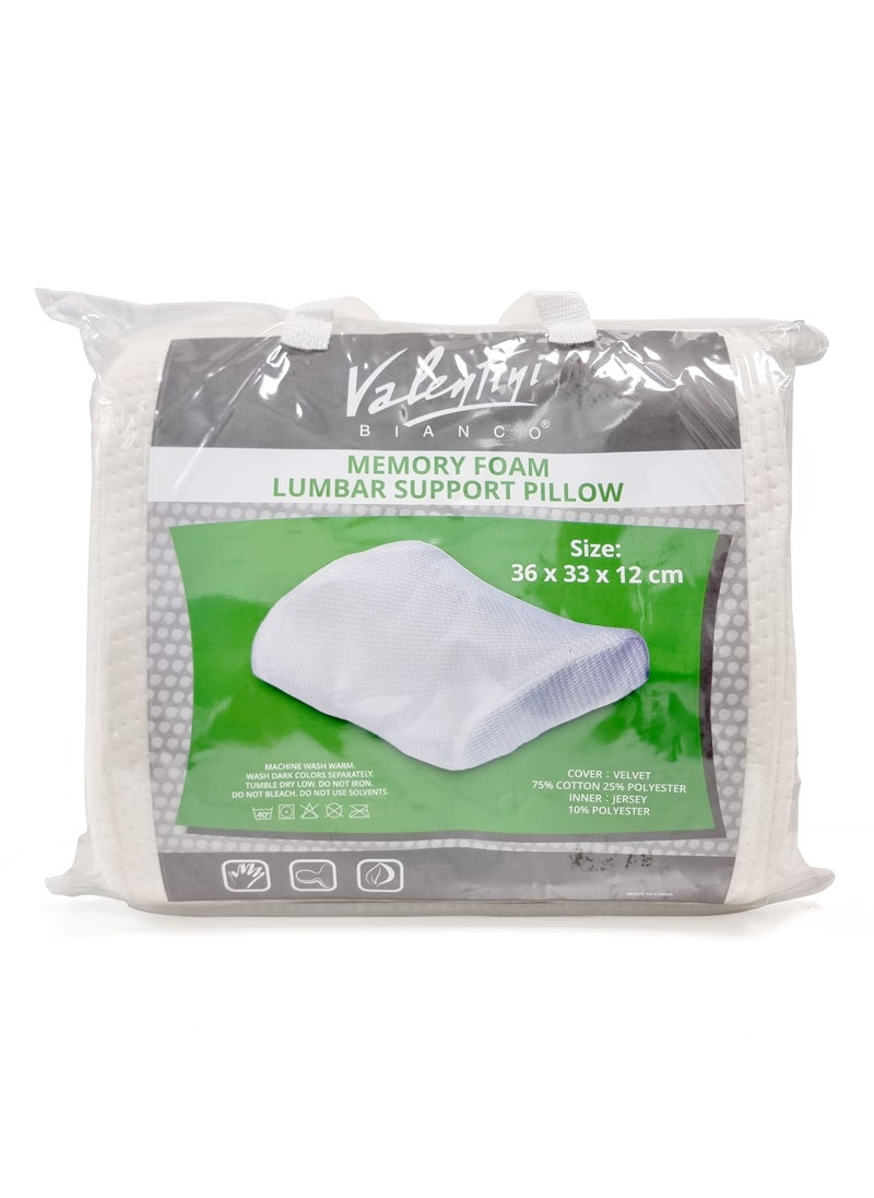 Valentini - Memory Foam Lumbar Support Pillow, 36 x 33 x 12 cm, White - Image 1