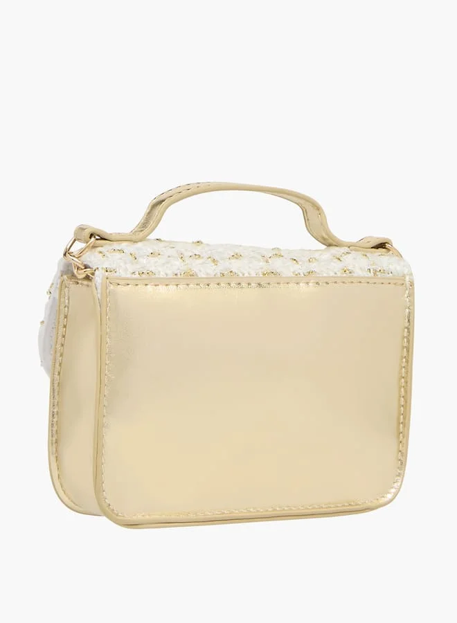 Little Missy Girls Textured Crossbody Bag With Twist Lock Closure And Adjustable Strap